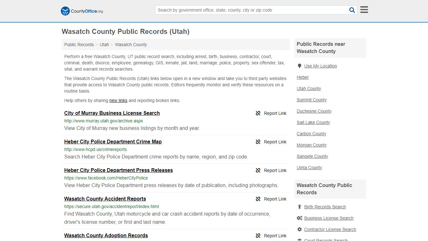 Wasatch County Public Records (Utah) - County Office