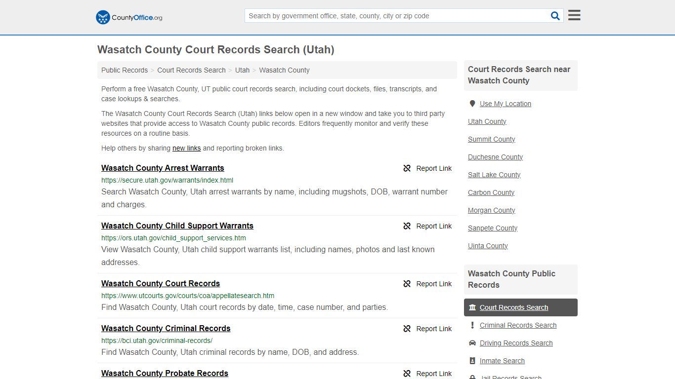 Wasatch County Court Records Search (Utah) - County Office